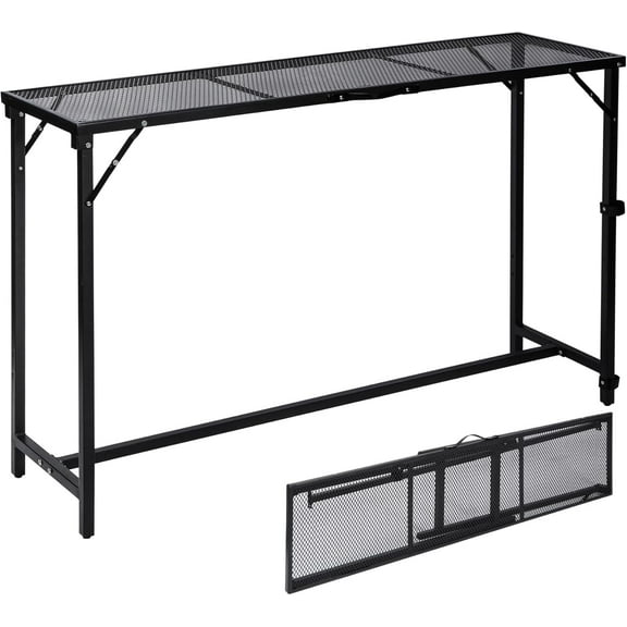 REDCAMP 55 inch Outdoor Bar Table, Folding Paito Bar Height Hot Tub Table with Waterproof Mesh Top for Balcony, Garden, Poolside, Indoor, Rectangle