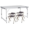thumbnail image 1 of REDCAMP 4' Ajustable Folding Table with 4 chairs, Centerfold Alumimum Portable Camping Table for Ourdoor or Indoor Use, White 4'x2', 1 of 6
