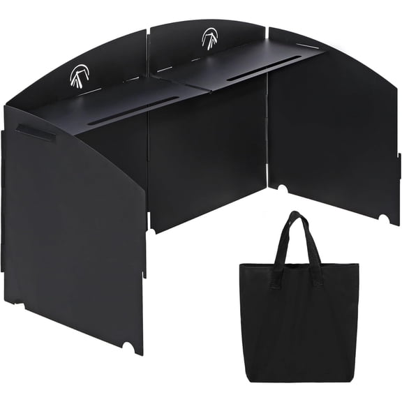 RedSwing Camping Stove Windscreen 4-Panel Outdoor Iron Folding Wind Blocker with Storage Bag