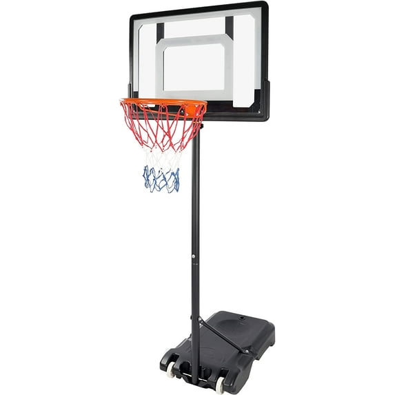 REDCAMP 5.2-7ft Kids Height-Adjustable Basketball Hoop, Portable Backboard System Stand with Wheels