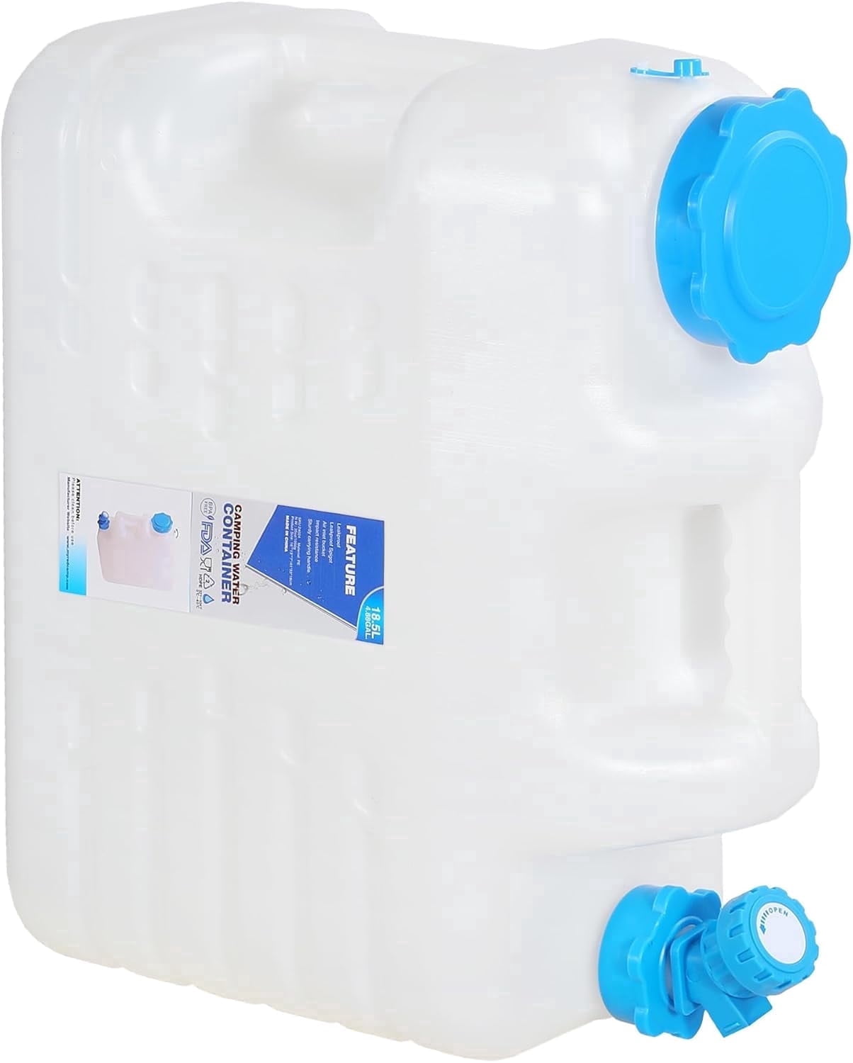 REDCAMP 5 Gallon/18.5L Portable Water Container with Spigot, Portable Emergency Water Storage for Camping, Car, Hiking, Hurricane Supplies
