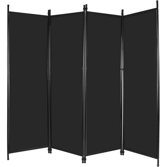 REDCAMP 6.7FT Tall Folding Room Divider, 4 Panel Portable Room Partition, Indoor Outdoor Privacy Screen Wall Dividers for Bedroom Dining Room Office Restaurant Hospital, 80" W x 68" H, Black