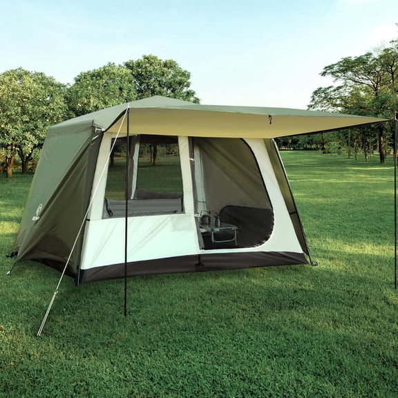REDCAMP 6 Person Tent for Camping Parties, Easy Setup Large Waterproof Windproof Family Cabin Tents with Porch, 124inL x 88inW x 80inH
