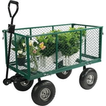REDCAMP Steel Mesh Deck Rolling Wagon Cart, Heavy Duty Garden Utility with 900lb Capacity, Green