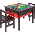 thumbnail image 1 of REDCAMP Activity Table and 2 Chairs with Storage, 2 in 1 Building Block Tabletop for Arts, Crafts, Reading, Preschool, Espresso, 1 of 9