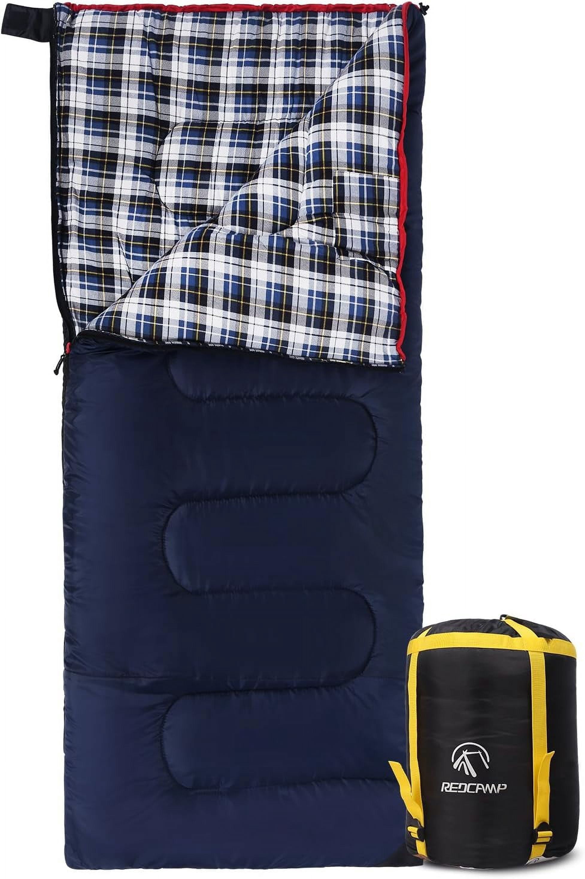 REDCAMP Cotton Flannel Sleeping Bag for Camping Backpacking, Adults Cold Weather Envelope Sleeping Bags, Blue 4lbs filling