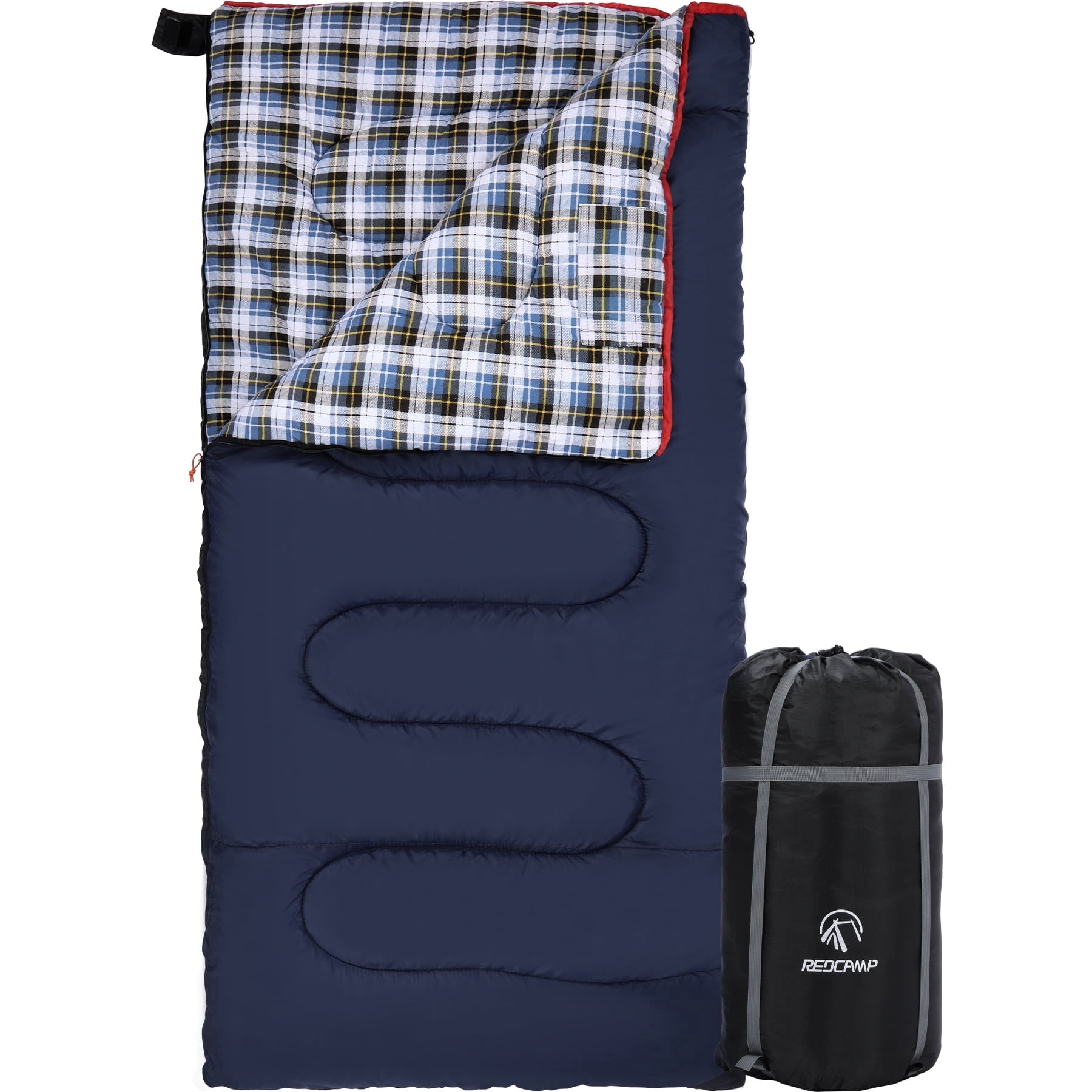 REDCAMP Cotton Flannel Sleeping Bag for Camping Backpacking, Adults Cold Weather Envelope Sleeping Bags with 2/3/4lbs Filling