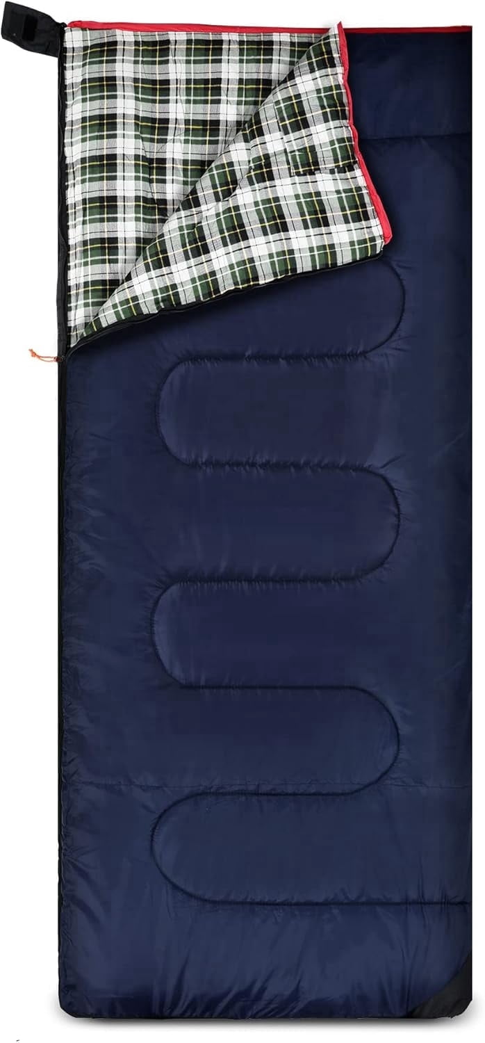 REDCAMP Cotton Flannel Sleeping Bag for Camping Backpacking, Adults Cold Weather Envelope Sleeping Bags with 2lbs Filling