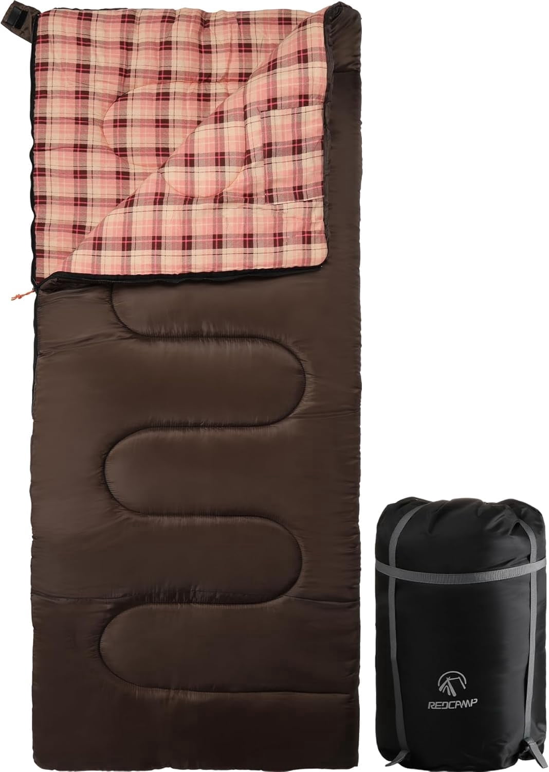 REDCAMP Cotton Flannel Sleeping Bag for Camping Backpacking, Adults Cold Weather Envelope Sleeping Bags with 4lbs Filling