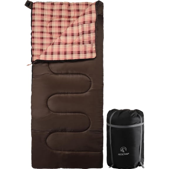 REDCAMP Cotton Flannel Sleeping Bag for Camping Backpacking, Adults Cold Weather Envelope Sleeping Bags with 4lbs Filling
