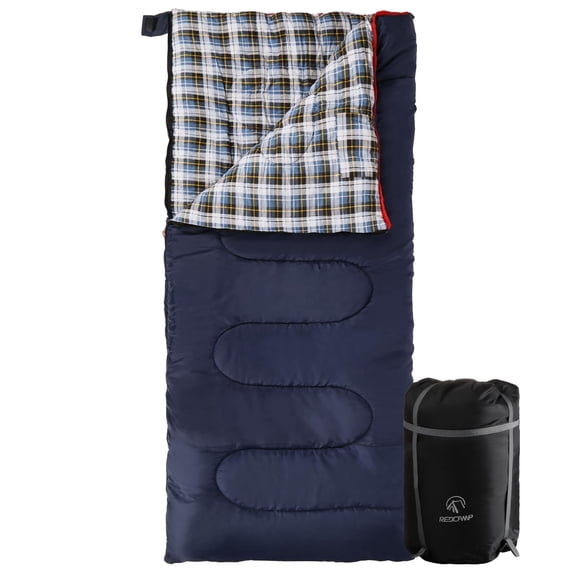 REDCAMP Cotton Flannel Sleeping Bag for Camping Backpacking, Adults Cold Weather Envelope Sleeping Bags with 6lbs Filling