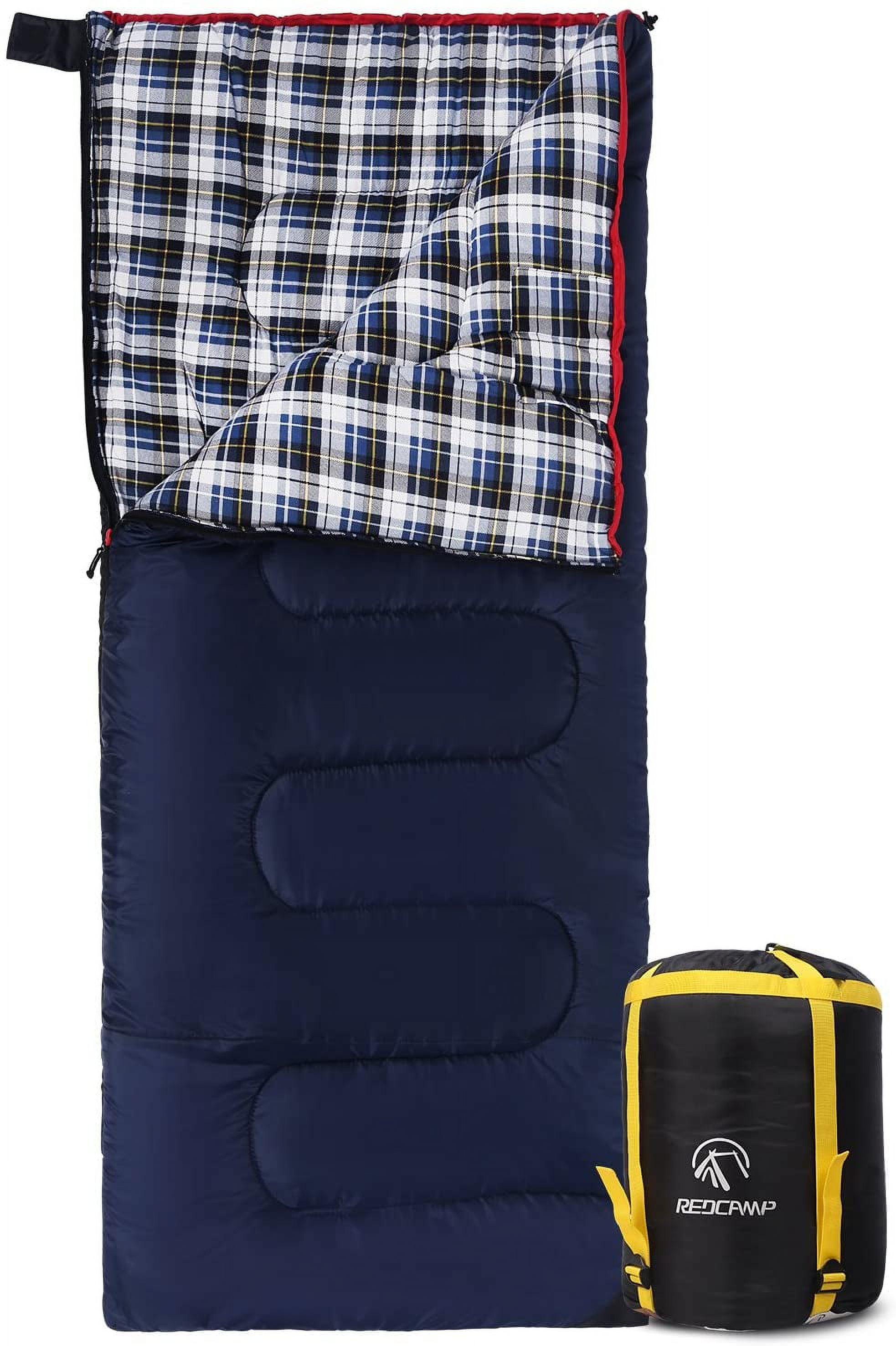 REDCAMP Cotton Flannel Sleeping Bag for Camping Backpacking Adults Cold Weather Envelope Sleeping Bags