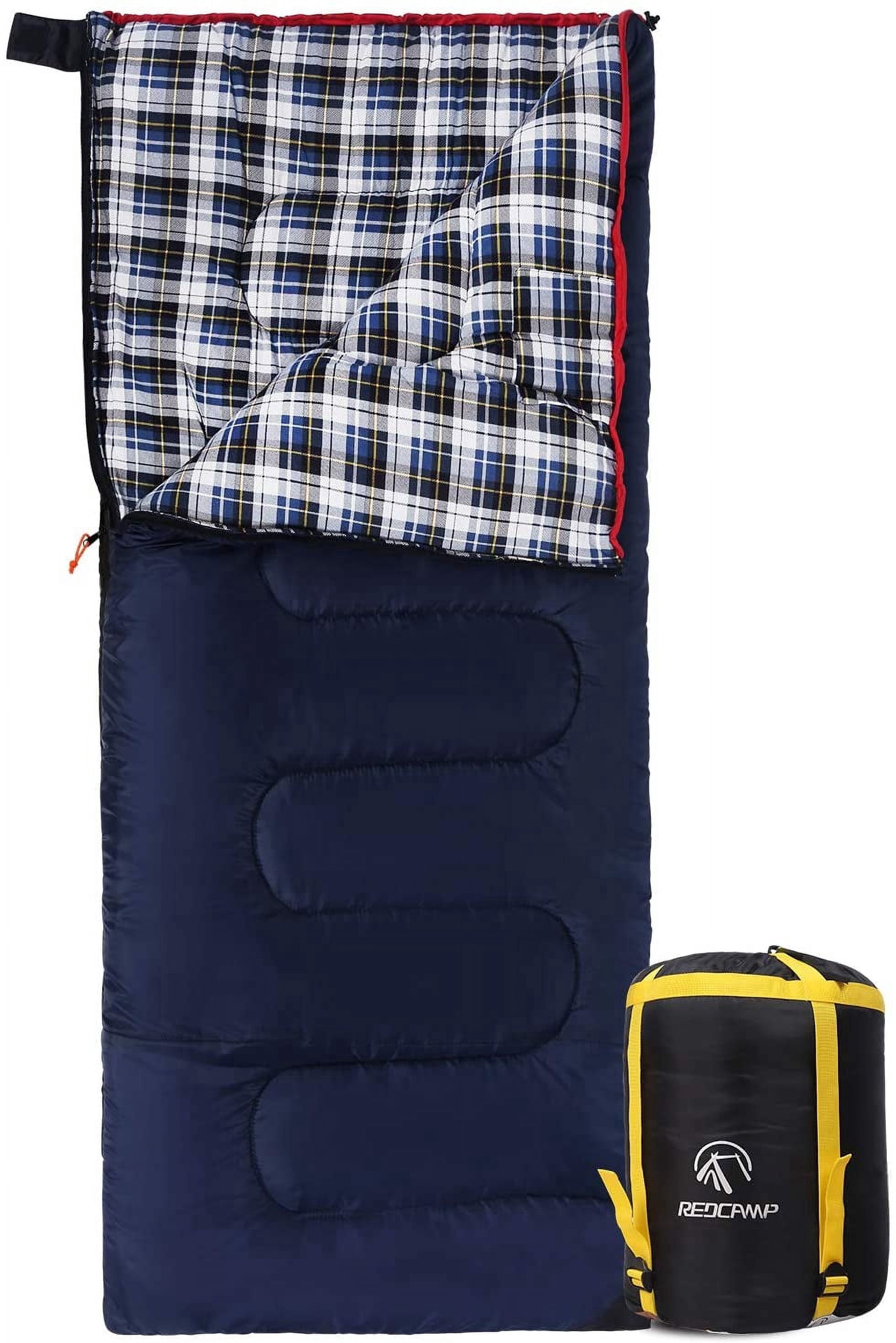 REDCAMP Cotton Flannel Sleeping Bag for Camping Backpacking,4 Season Adults Cold Weather Envelope Sleeping Bags with 2/3/4lbs Filling