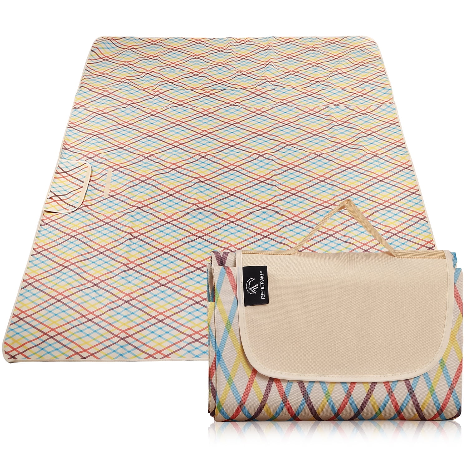 REDCAMP Extra Large Picnic Blanket Waterproof Sandproof, Durable Oxford Foldable Picnic Mat Outdoor Blanket, Portable with Tote Bag, Yellow