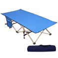 thumbnail image 1 of REDCAMP Extra Long Kids Cot for Sleeping 2-7 Years, Portable Travel Toddler Cot Bed with Carry Bag, Lightweight for Outdoor Indoor Home, Blue 53''x26'', 1 of 9