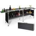 thumbnail image 1 of REDCAMP Extra Long Portable Bar Table with Bar Skirts and Storage Shelf, Pop-Up Bar Table with Side Rack for Party, Patio, Black, 1 of 8