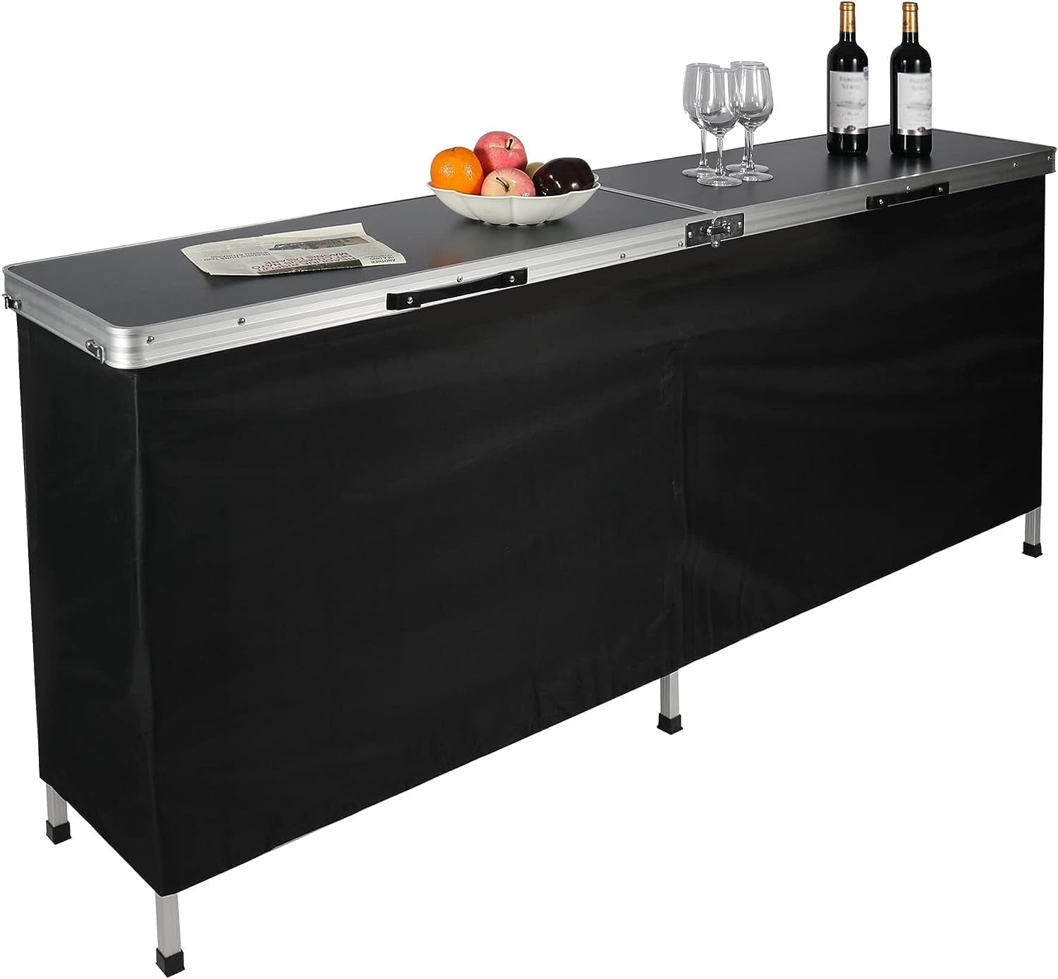 REDCAMP Extra Long Portable Bar Table with Storage Shelf, Popup