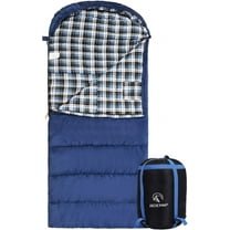 REDCAMP Flannel Sleeping Bag for Adults, Comfortable Cotton Sleeping Bags for Camping with Detachable Hood,Blue