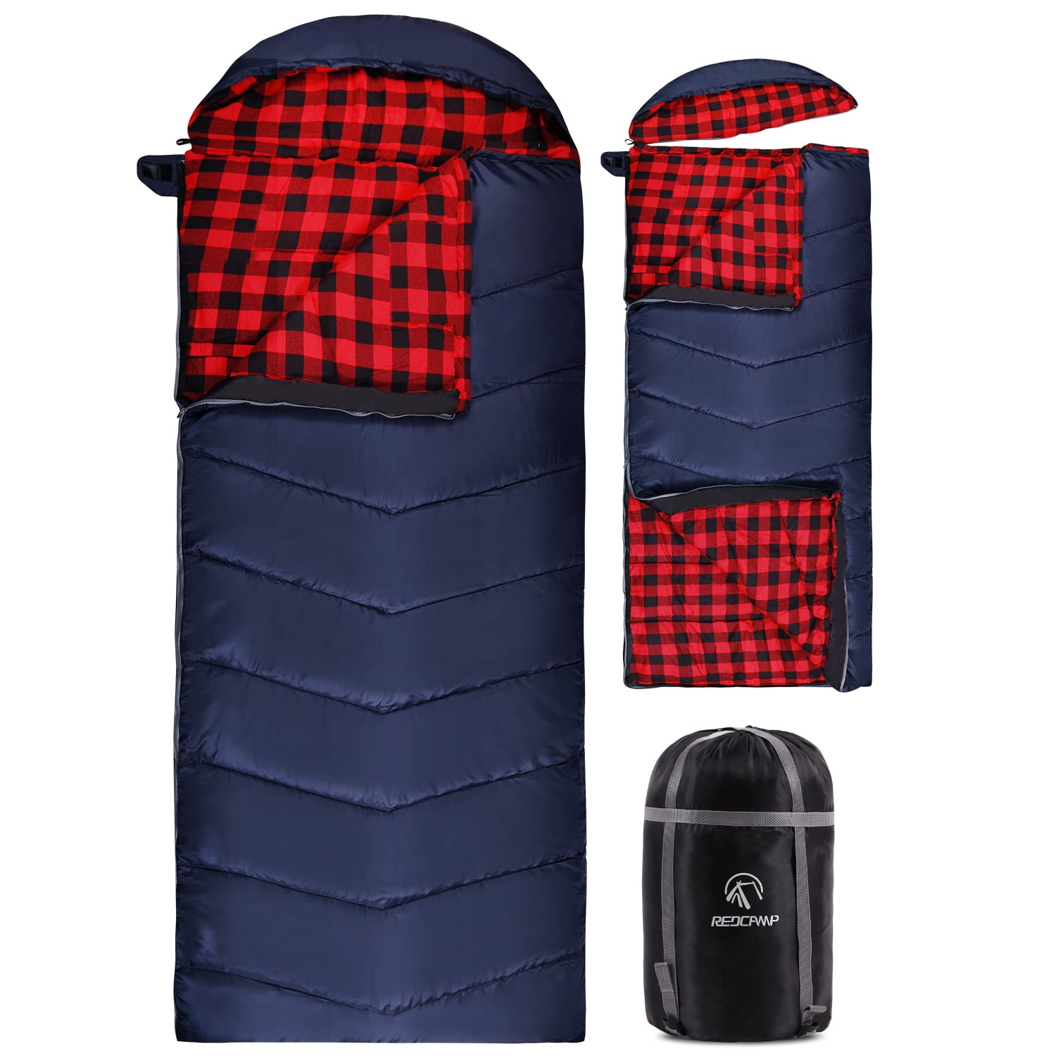 REDCAMP Flannel Sleeping Bag for Adults, Large Cotton Sleeping Bags for Camping with Detachable
