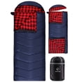 thumbnail image 1 of REDCAMP Flannel Sleeping Bag for Adults, Large Cotton Sleeping Bags for Camping with Detachable Hood, Red Plaid with 4lbs Filling, 1 of 8