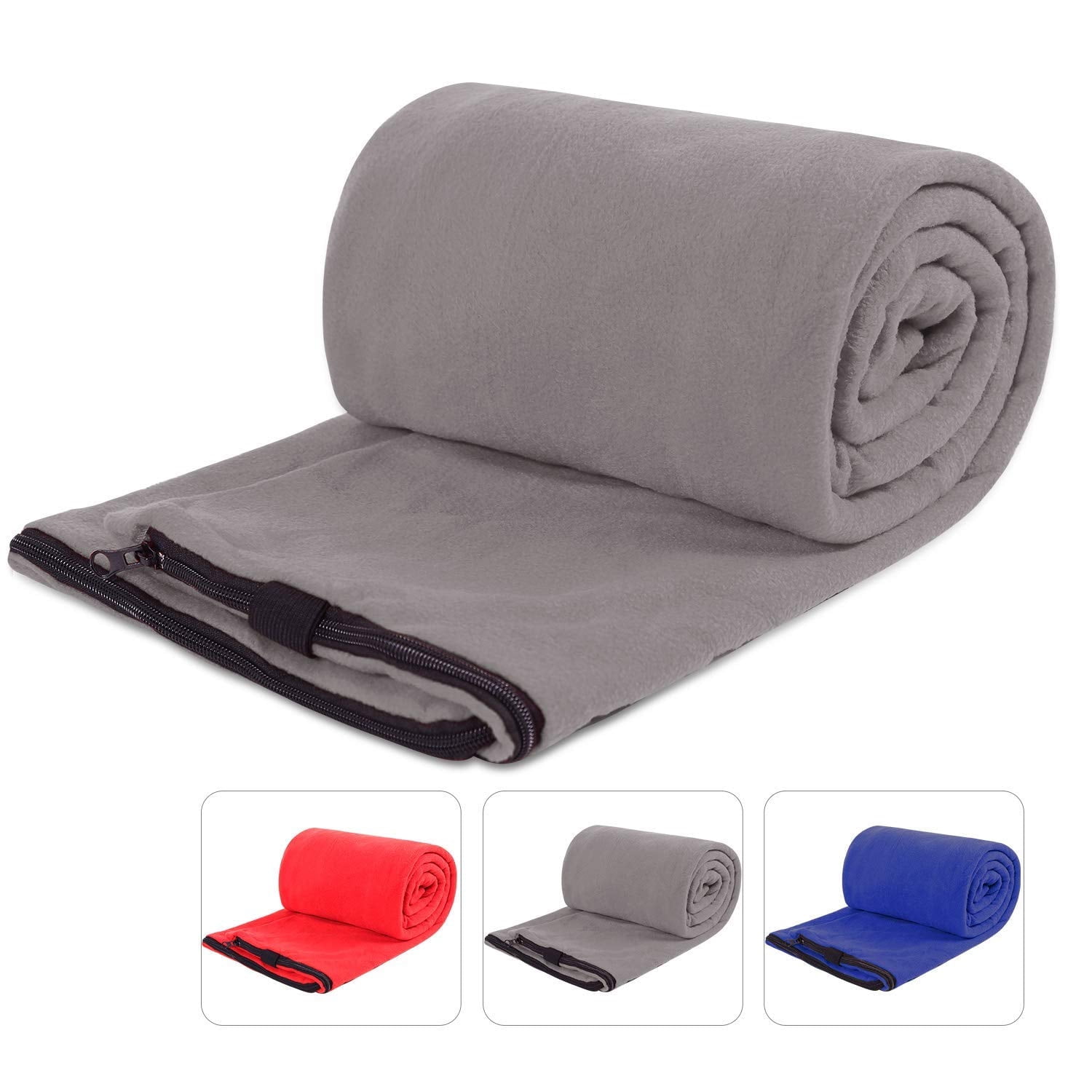 REDCAMP Fleece Sleeping Bag Liner for Adult Warm Weather, Full Sized Zipper Backpacking Blanket for Outdoor Camping or Indoor Used with Sack