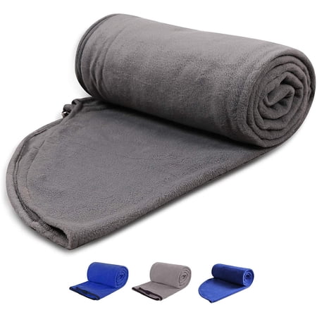 REDCAMP Fleece Sleeping Bag Liner with Hood, Great for Adult Warm or Cold Weather, 87" Long Full Sized Zipper Camping Blanket for Outdoor, Gray