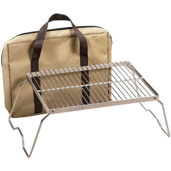 REDCAMP Folding Campfire Grill 304 Stainless Steel Grate, Heavy Duty Portable Camping Grill with Carrying Bag, Medium/Large