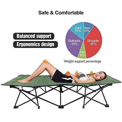 REDCAMP Folding Camping Cots for Adults Heavy Duty, 33" Extra Wide Sturdy Portable Sleeping Cot,Green 2-Pack