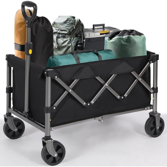 REDCAMP Collapsible Wagon with All Terrain Wheels, 220lbs Weight Capacity Portable Wagon Foldable Utility Cart Dog Wagon for Sports Shopping Pet
