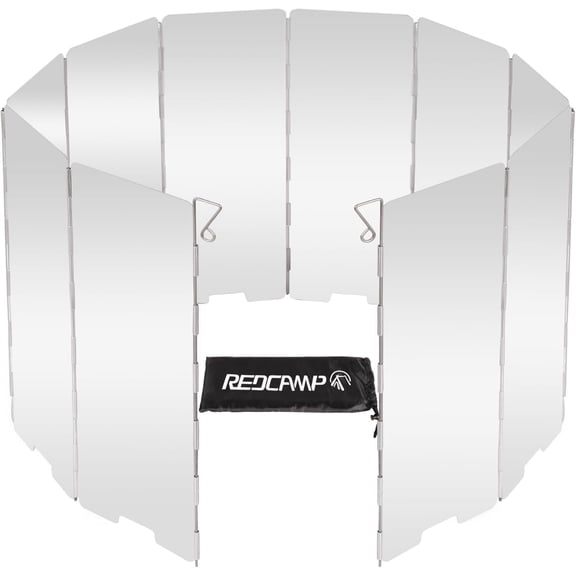 Redcamp 10 Plates Aluminum Camping Stove Windscreen, Lightweight Folding Windshield for Outdoor Cooking, Hiking, Picnic, Backpack