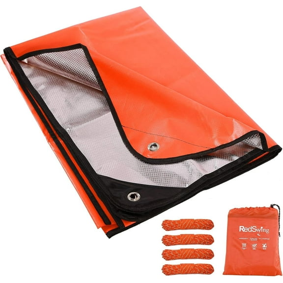 REDCAMP All-Weather Outdoor Survival Blanket, Waterproof Emergency Thermal Tarp, Multipurpose Reflective Insulated  Blankets for Camping Hiking, Orange