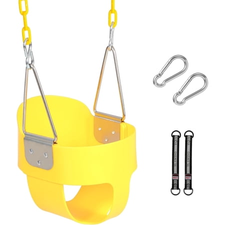 REDCAMP High Back Full Bucket Toddler Swing Seat with Yellow Coated Chains, Fully Assembled Baby Swing Set Accessories