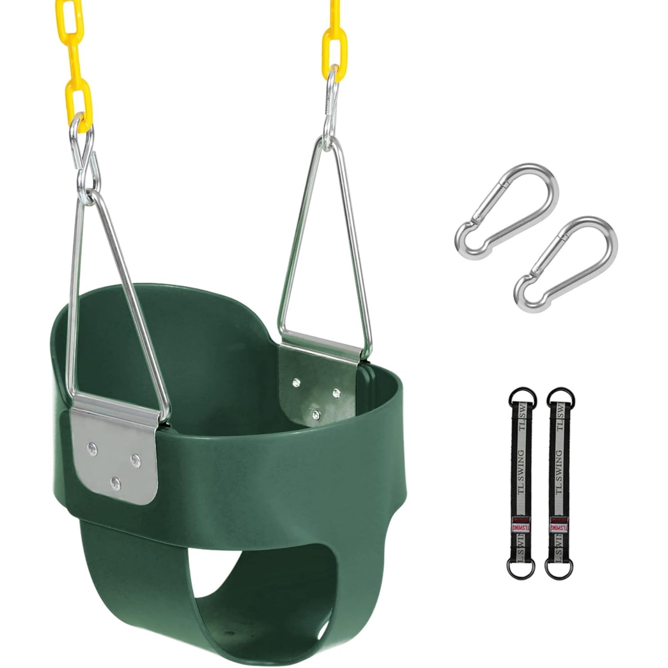 REDCAMP High Back Toddler Bucket Swing Seat with Coated Chains and Carabiners, Heavy Duty Kids Swing Seat for Outside Playground Backyard,Small