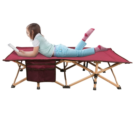REDCAMP Kids Travel Camping and Portable Folding Cot, Extra Long Kids Cot for Sleeping 2-7 Years, Red 53"x26" Toddler Bed for Outdoor Indoor Home