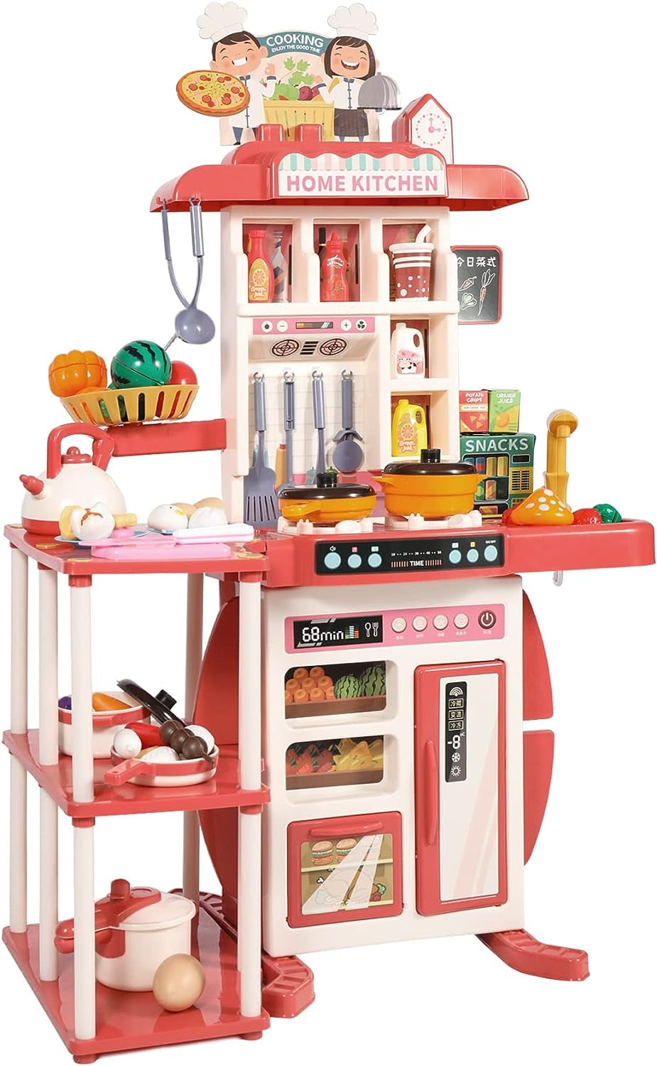REDCAMP Kitchen Playset, Toddler Play Kitchen Set with Toy Accessories
