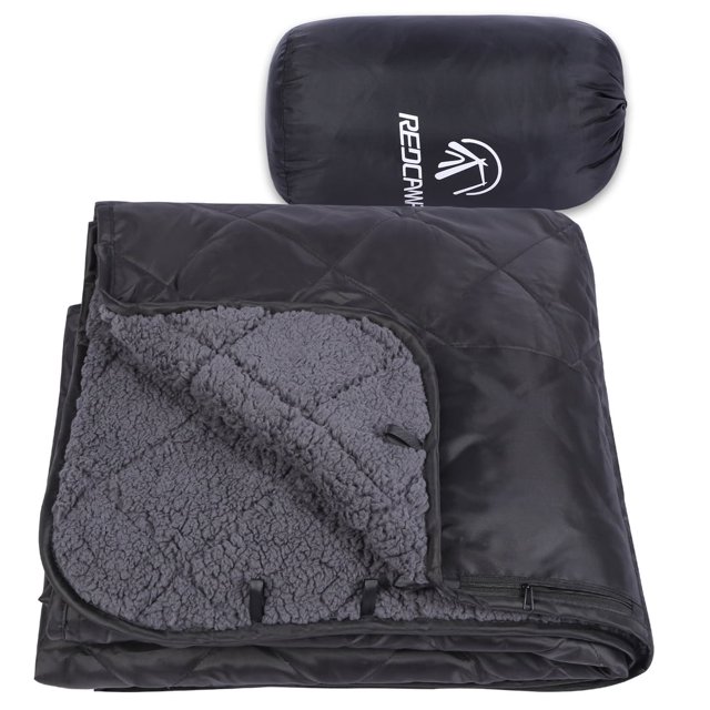 REDCAMP Large Camping Blanket with Sherpa Lining, Cold Weather Warm