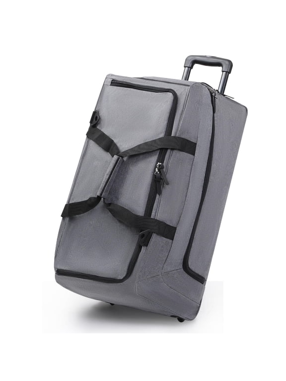 Large Rolling Duffle Bag with Wheels and Handle, 28-Inch Durable Heavy Duty Wheeled Travel Duffel Luggage, 2 Layers of Space