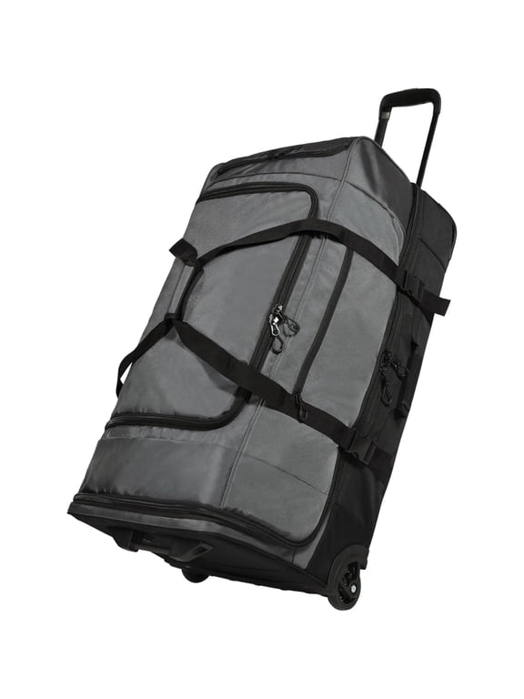 Large Rolling Duffle Bag with Wheels and Handle, 30-Inch Durable Heavy Duty Wheeled Travel Duffel Luggage, 2 Layers of Space