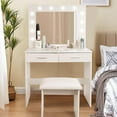 thumbnail image 1 of REDCAMP Lighted Makeup Vanity with 12 Light Bulbs, Vanity Set with Mirror and 2 Drawers, Vanity Table with Cushioned Stool, White, 1 of 7