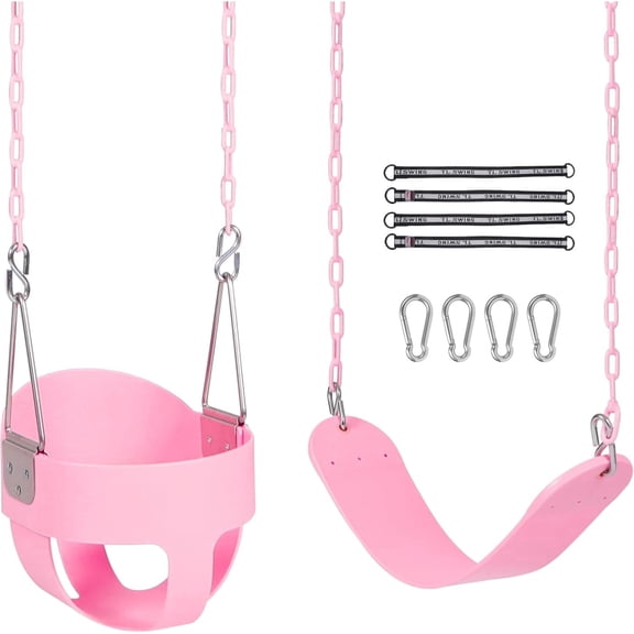 REDCAMP Outdoor Child EVA Soft Board U-Swing and Heavy Duty Toddler High Back Full Bucket Swing Seat with Adjustable Metal Chains, for Children and Adults