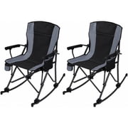 REDCAMP Oversized Folding Camping Chair 2-Pack for Adults, Heavy Duty Portable Lawn Chairs with High Back, Cup Holder, Detachable Rockers, Black, Supports Up to 330 lb