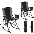 thumbnail image 1 of REDCAMP Oversized Folding Camping Chair 2-Pack for Adults, Heavy Duty Portable Lawn Chairs with High Back, Cup Holder, Detachable Rockers, Black, Supports Up to 330 lb, 1 of 10