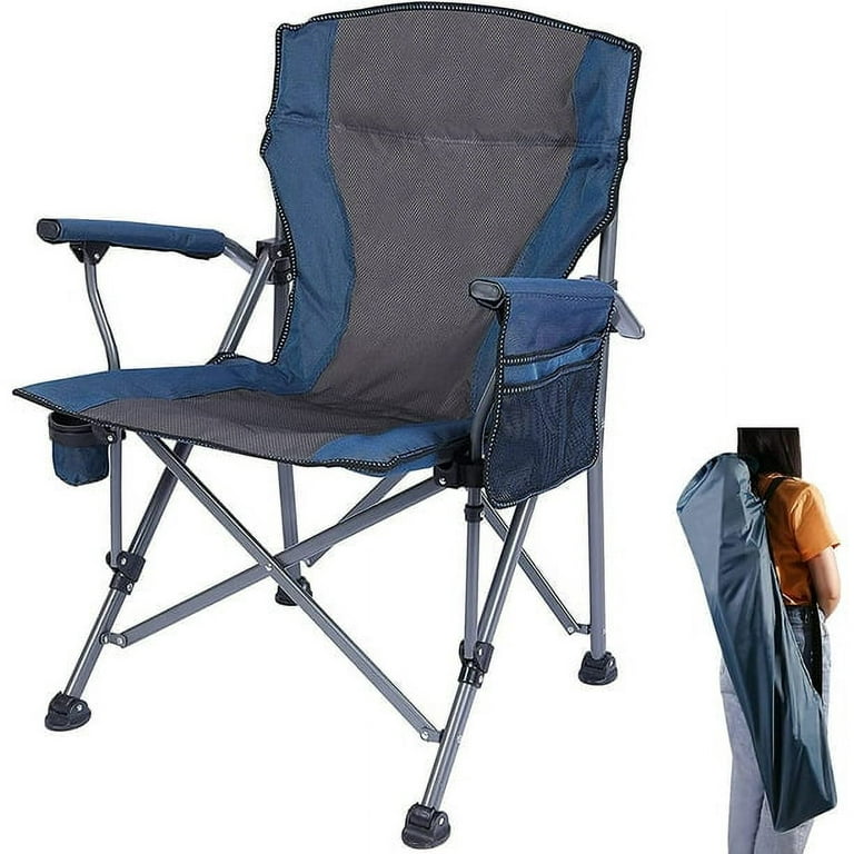 REDCAMP Oversized Folding Camping Chair for Adults Heavy Duty 250lb,Outdoor  Camp Chairs Portable Lawn Chair with High Back and Cup Holder, Blue 