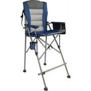 REDCAMP Padded 31" Bar Height Tall Folding Camping Chairs for Adults, Heavy Duty 330 lbs Directors Chair Foldable with Foot Rest and Cup Holder, Blue
