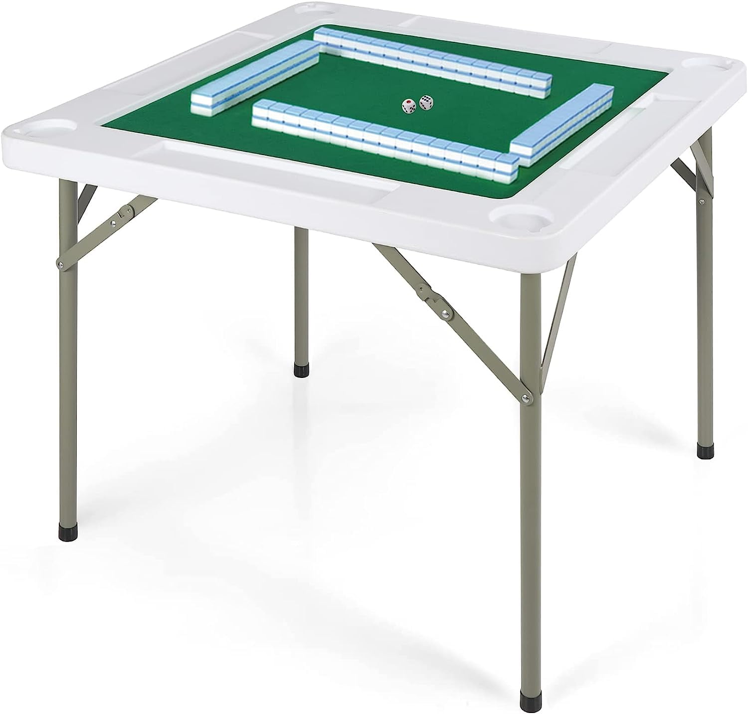 REDCAMP Plastic Mahjong Table with Folding Legs for Adults, Square