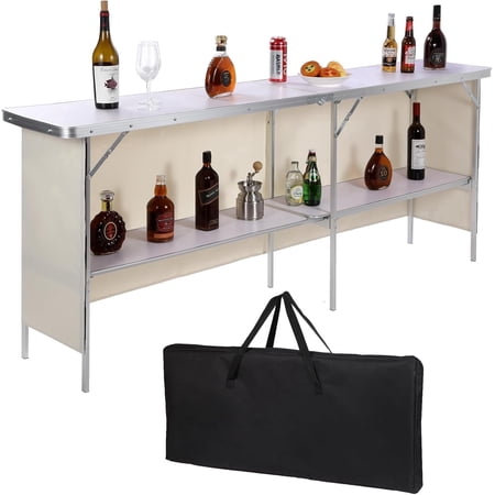 REDCAMP Portable Bar Table, 81.5" Extra Long Folding Bar Table with Carry Bag for Outdoor & Indoor Use, Parties, Events, Camping, Picnics, White