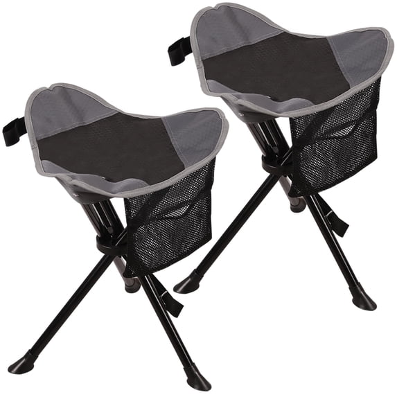 REDCAMP Portable Tripod Stool for Camping, Hiking, Sports - 2 Pack Lightweight Foldable Camp Seat, 600D Oxford, Black