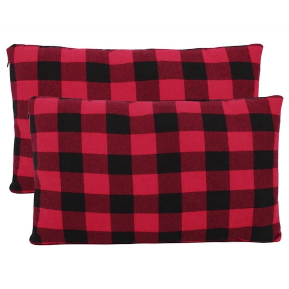REDCAMP Small Camping Pillow 2PCS Lightweight Compressible Flannel Travel Pillow with Removable Cover Red