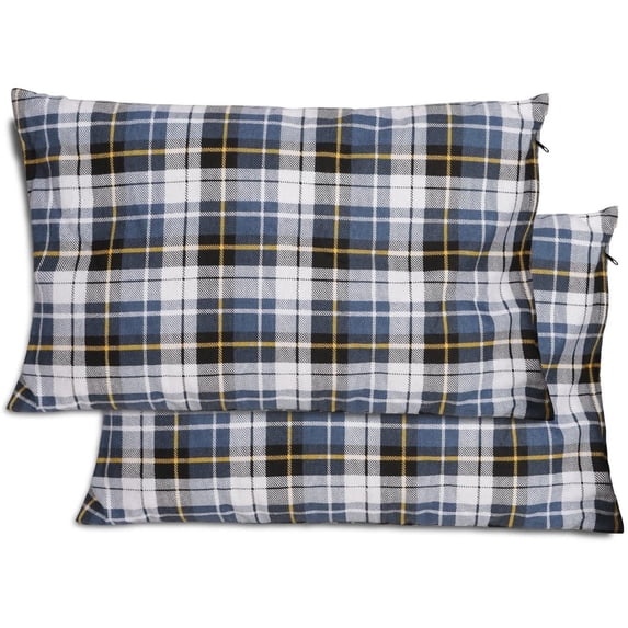 REDCAMP Small Camping Pillow Lightweight and Compressible, Flannel Travel Pillow with Removable Pillow Cover, 2 Pack