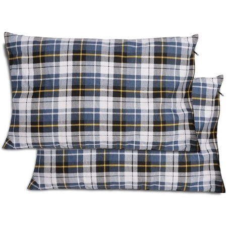 REDCAMP Small Camping Pillow Lightweight and Compressible, Flannel Travel Pillow with Removable Pillow Cover, 2 Pack